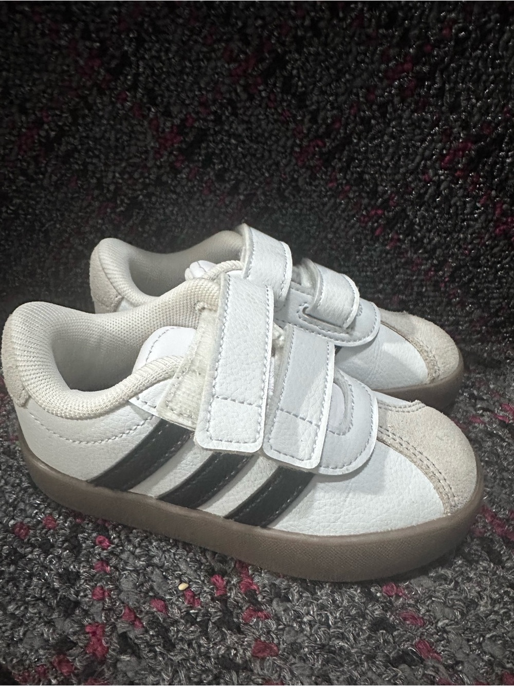 adidas Kids White Sneakers with Black Stripes